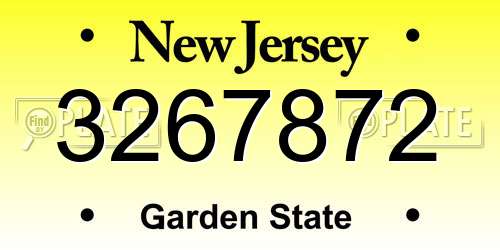 3267872 New Jersey License Plate