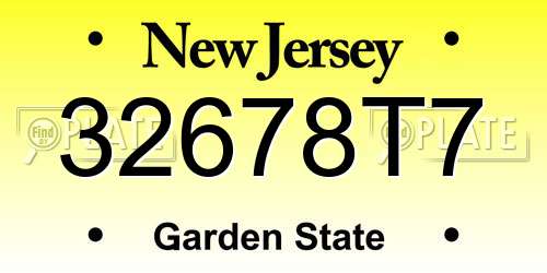 32678T7 New Jersey License Plate
