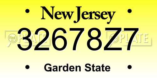 32678Z7 New Jersey License Plate