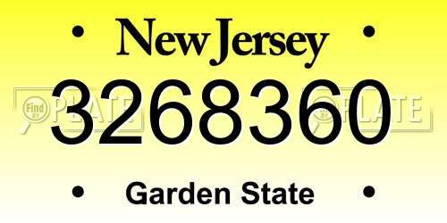 3268360 New Jersey License Plate