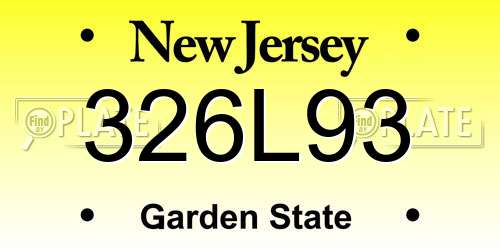 326L93 New Jersey License Plate