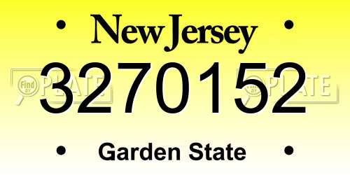 3270152 New Jersey License Plate