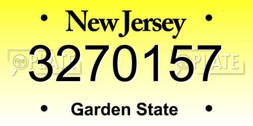 3270157 New Jersey License Plate