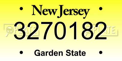 3270182 New Jersey License Plate