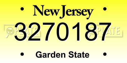 3270187 New Jersey License Plate
