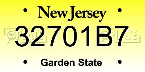 32701B7 New Jersey License Plate