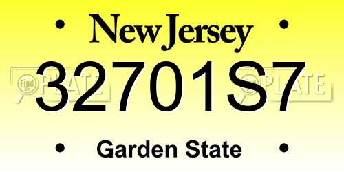 32701S7 New Jersey License Plate