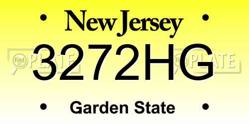 3272HG New Jersey License Plate