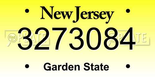 3273084 New Jersey License Plate