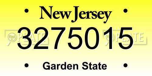 3275015 New Jersey License Plate