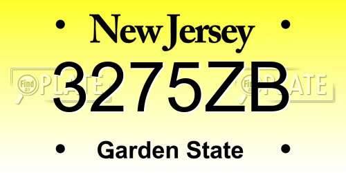 3275ZB New Jersey License Plate