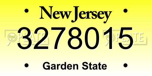3278015 New Jersey License Plate