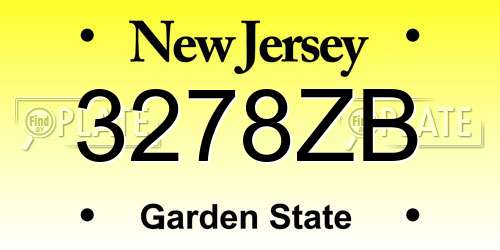 3278ZB New Jersey License Plate