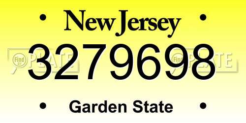 3279698 New Jersey License Plate