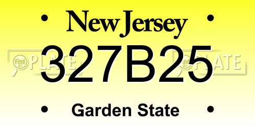 327B25 New Jersey License Plate