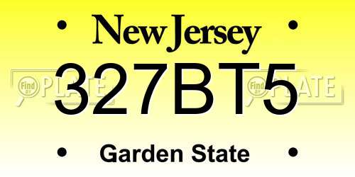 327BT5 New Jersey License Plate