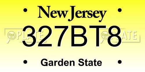 327BT8 New Jersey License Plate
