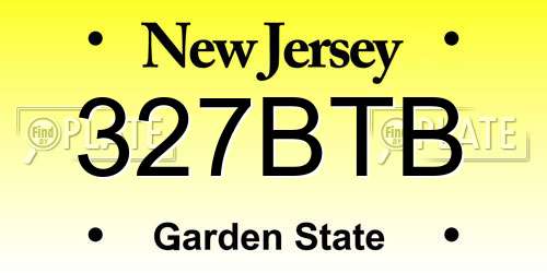 327BTB New Jersey License Plate