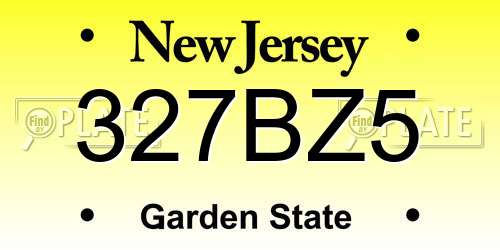 327BZ5 New Jersey License Plate
