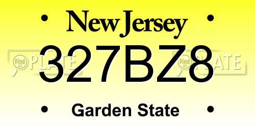 327BZ8 New Jersey License Plate