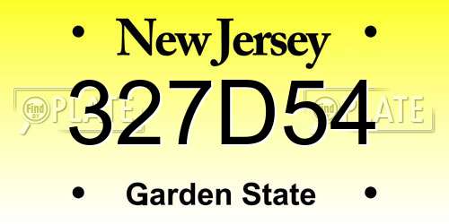 327D54 New Jersey License Plate