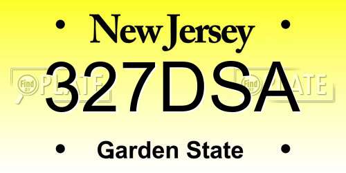 327DSA New Jersey License Plate