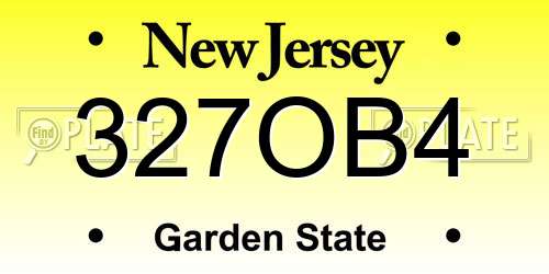 327OB4 New Jersey License Plate