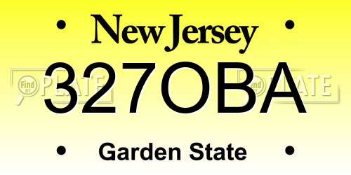327OBA New Jersey License Plate