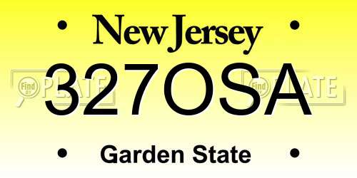 327OSA New Jersey License Plate