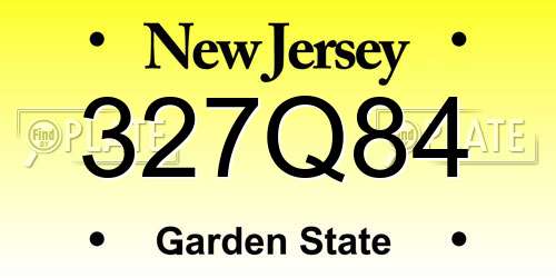 327Q84 New Jersey License Plate