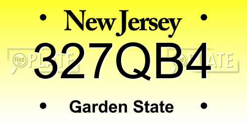327QB4 New Jersey License Plate
