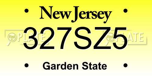 327SZ5 New Jersey License Plate