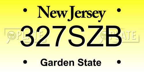 327SZB New Jersey License Plate