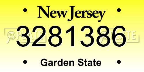 3281386 New Jersey License Plate