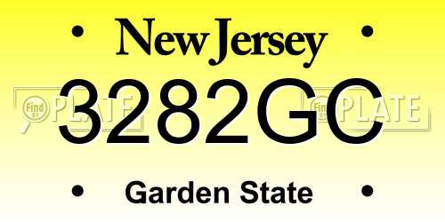 3282GC New Jersey License Plate