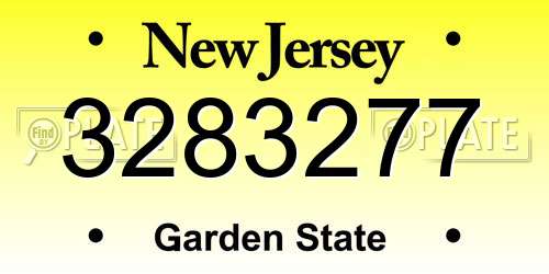 3283277 New Jersey License Plate