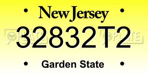 32832T2 New Jersey License Plate