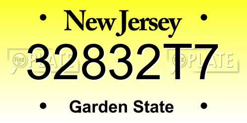 32832T7 New Jersey License Plate