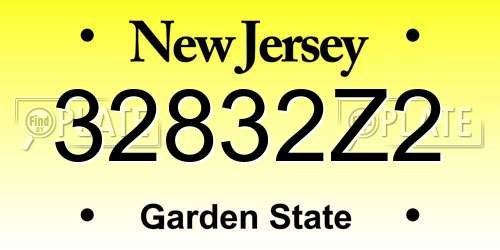 32832Z2 New Jersey License Plate