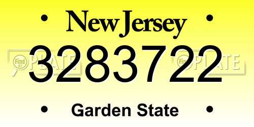 3283722 New Jersey License Plate