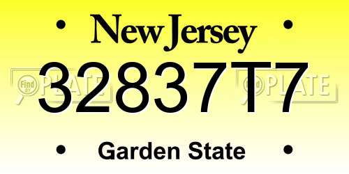 32837T7 New Jersey License Plate