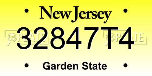 32847T4 New Jersey License Plate
