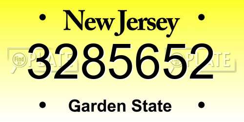 3285652 New Jersey License Plate