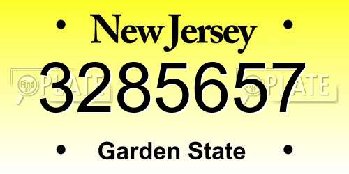 3285657 New Jersey License Plate