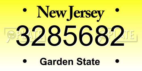 3285682 New Jersey License Plate