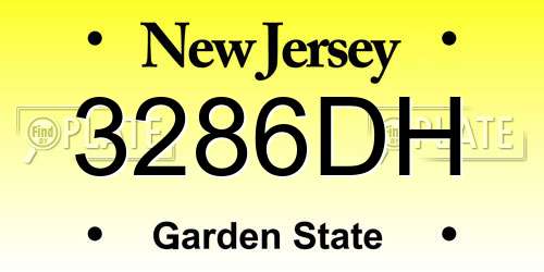 3286DH New Jersey License Plate