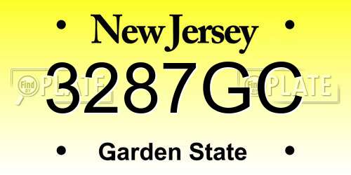 3287GC New Jersey License Plate