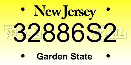 32886S2 New Jersey License Plate