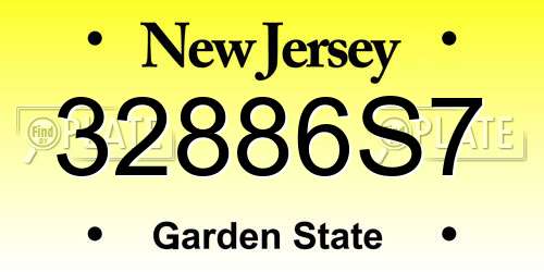 32886S7 New Jersey License Plate