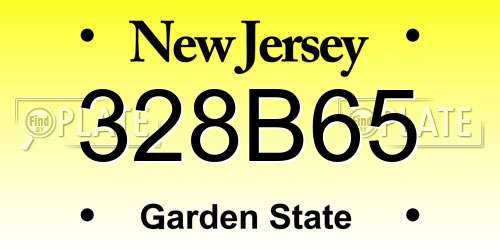 328B65 New Jersey License Plate